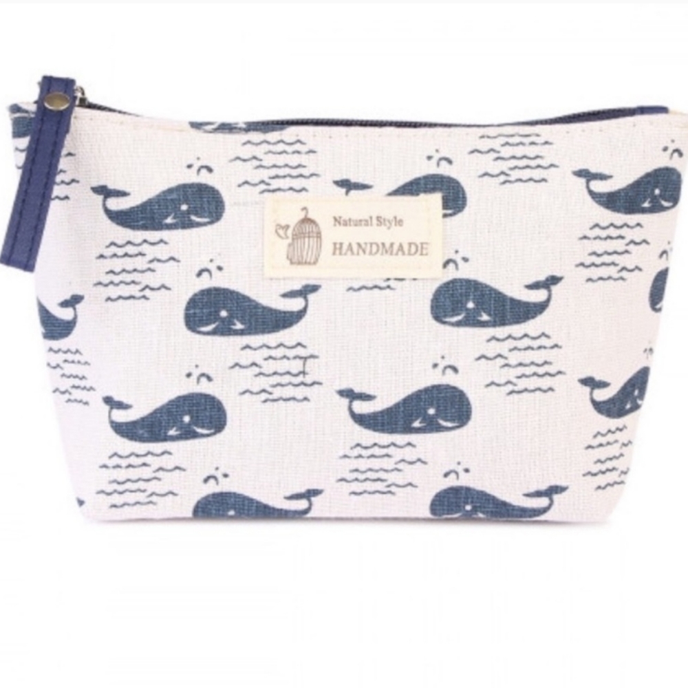 Whale print cosmetic bag - Picture 1 of 3